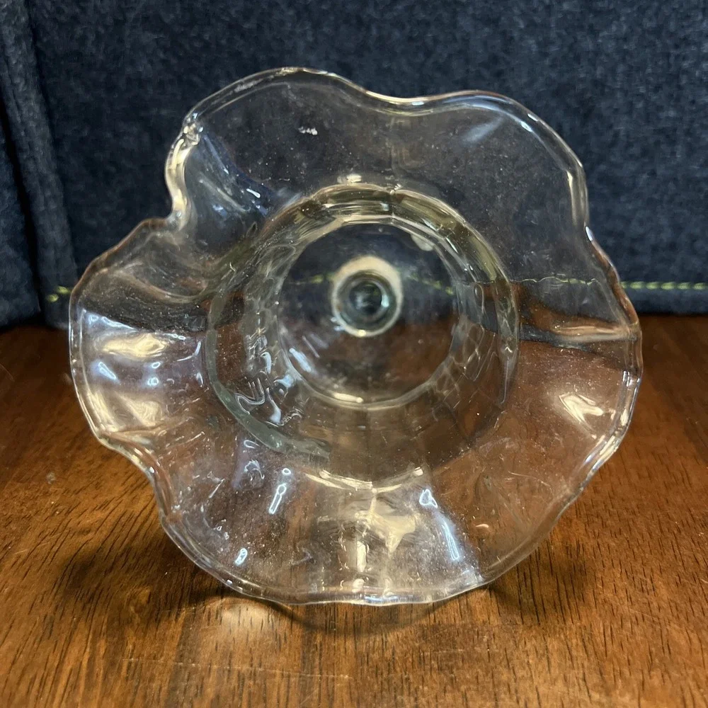 Vintage HOME INTERIORS/ HOMCO clear ruffle votive cup‎ - CANDLE HOLDERS EUC